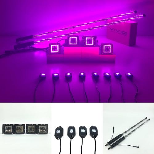 4 packs 3" 20W RGB led pods & 8 packs led rock light & 5ft rgb led spiral whip lights-1