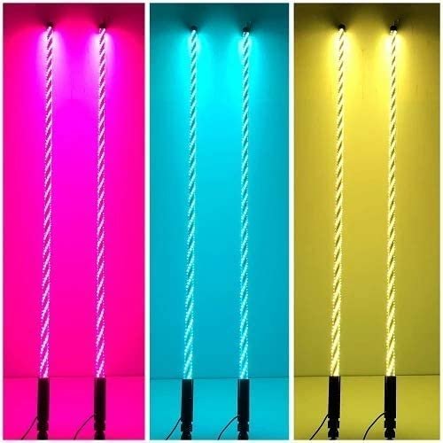 4 packs 3" 20W RGB led pods & 8 packs led rock light & 5ft rgb led spiral whip lights-3