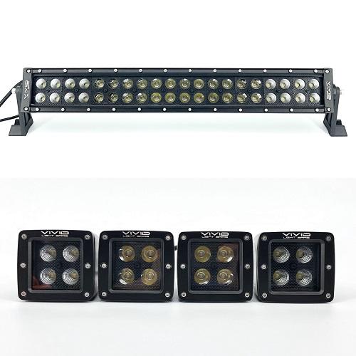 1 Dual Color Light Bar Sync with 4 Pack 3.2" 12W Dual Color Strobe LED Pods-2