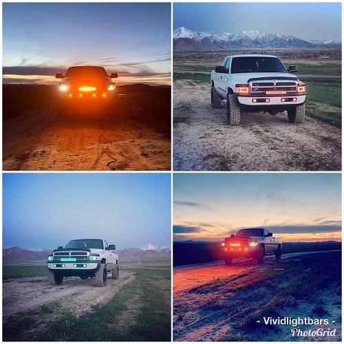 1 Dual Color Light Bar Sync with 4 Pack 3.2" 12W Dual Color Strobe LED Pods-3