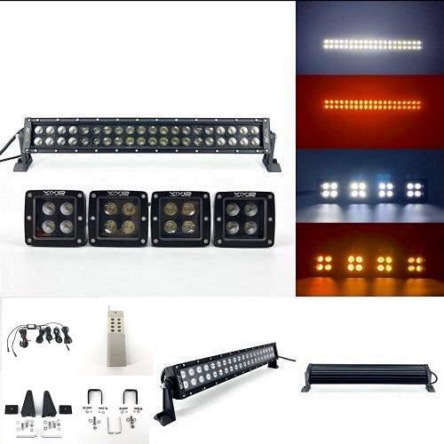 1 Dual Color Light Bar Sync with 4 Pack 3.2" 12W Dual Color Strobe LED Pods-0